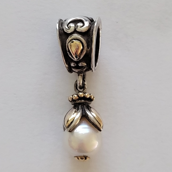 John Hardy Pearl Drop Pendant 18kt Gold accents &.925 silver - Picture 2 of 6